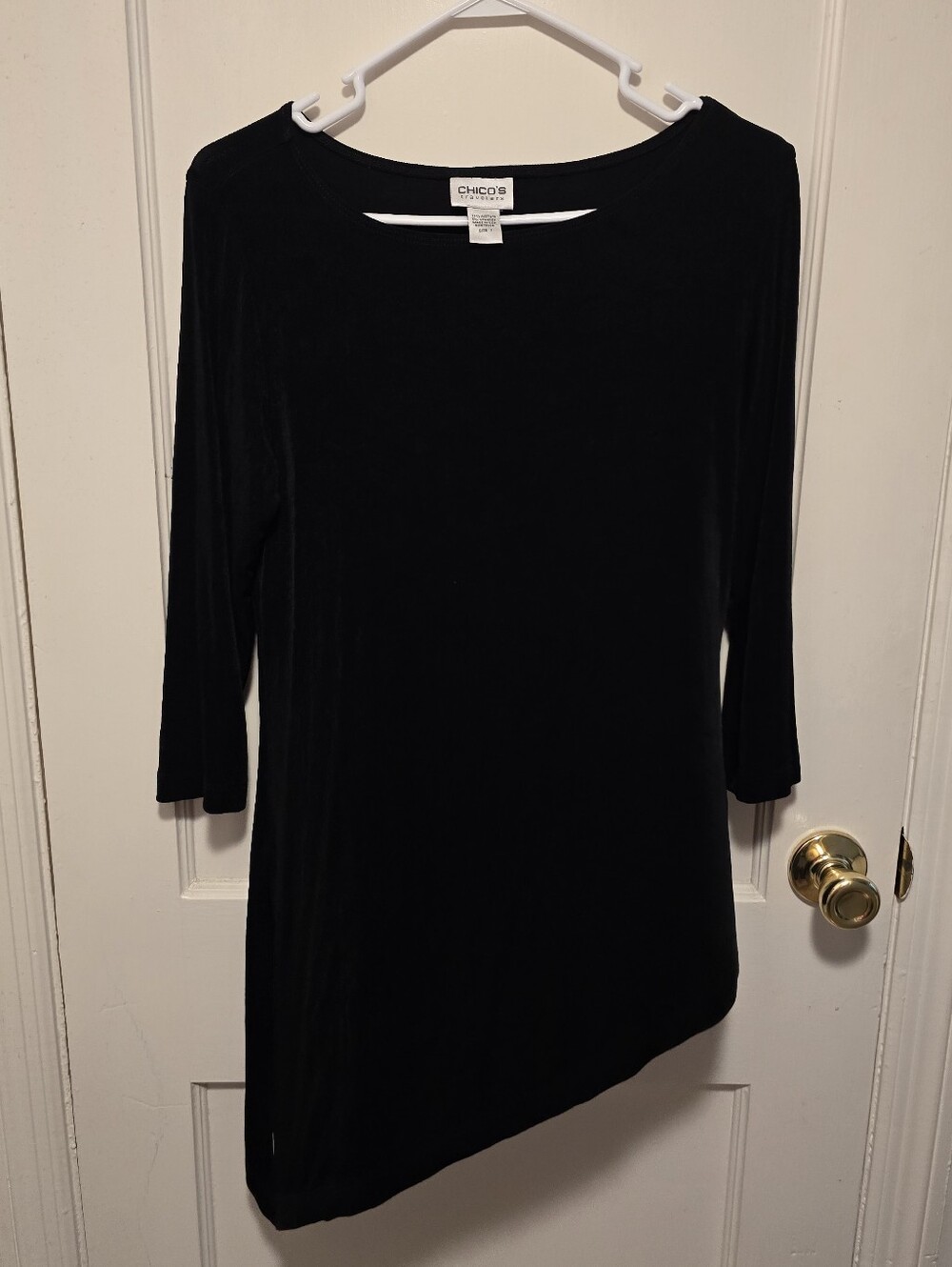 Chico's Black Asymmetric Hem Boatneck Dress Gently Used!